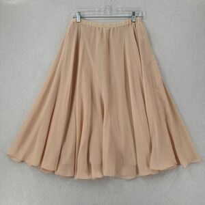 Vintage‎ Chiffon Flare Skirt 8 Peach Flowy Soft Silky Ballet Pull On